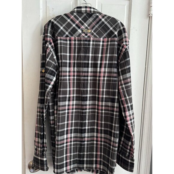 CAVI Designer Shirt Men’s Sz 5X Long Sleeve Blk/White/Pink Stripe Button-Up - Picture 8 of 11